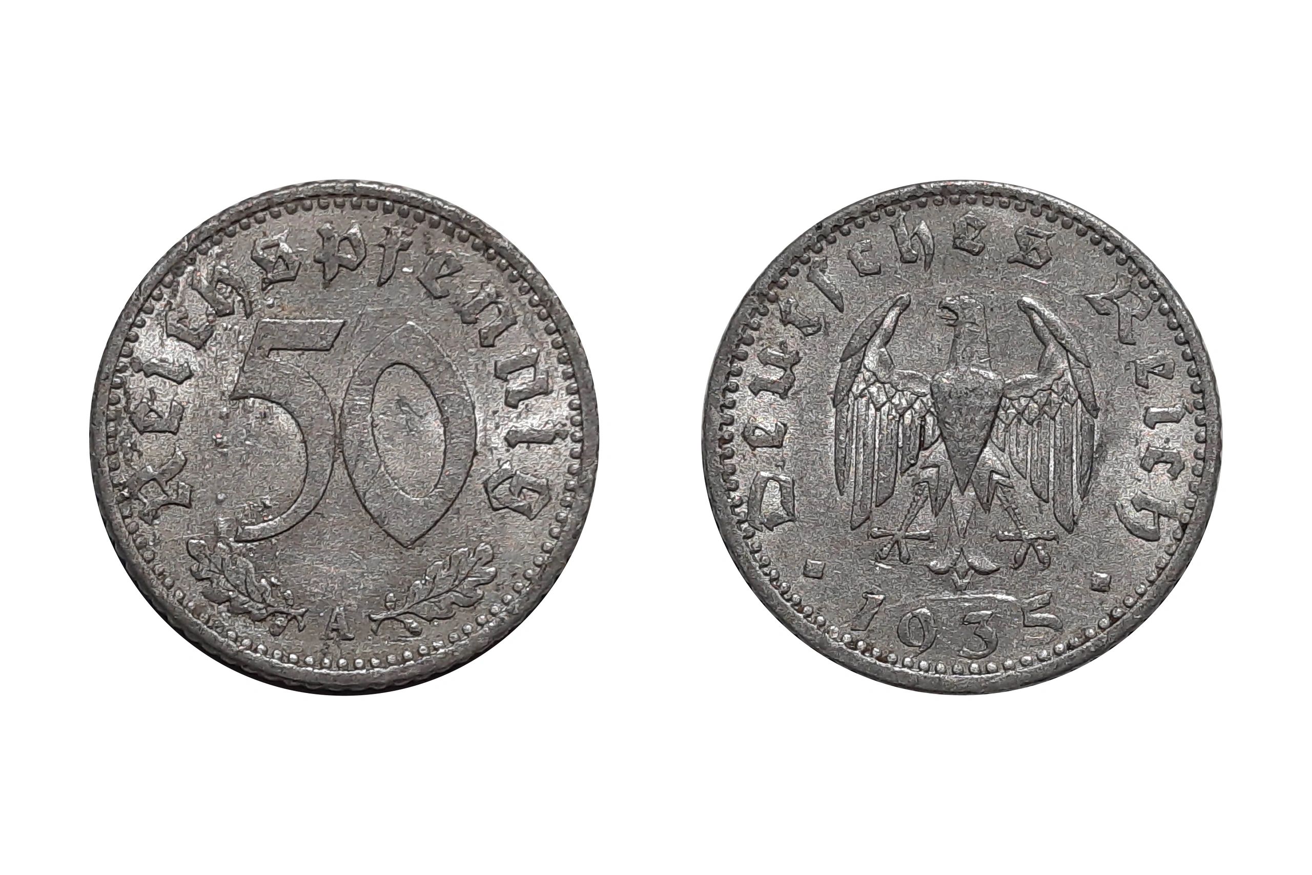 50 Reichspfennig 1935 A. Coin of Germany.